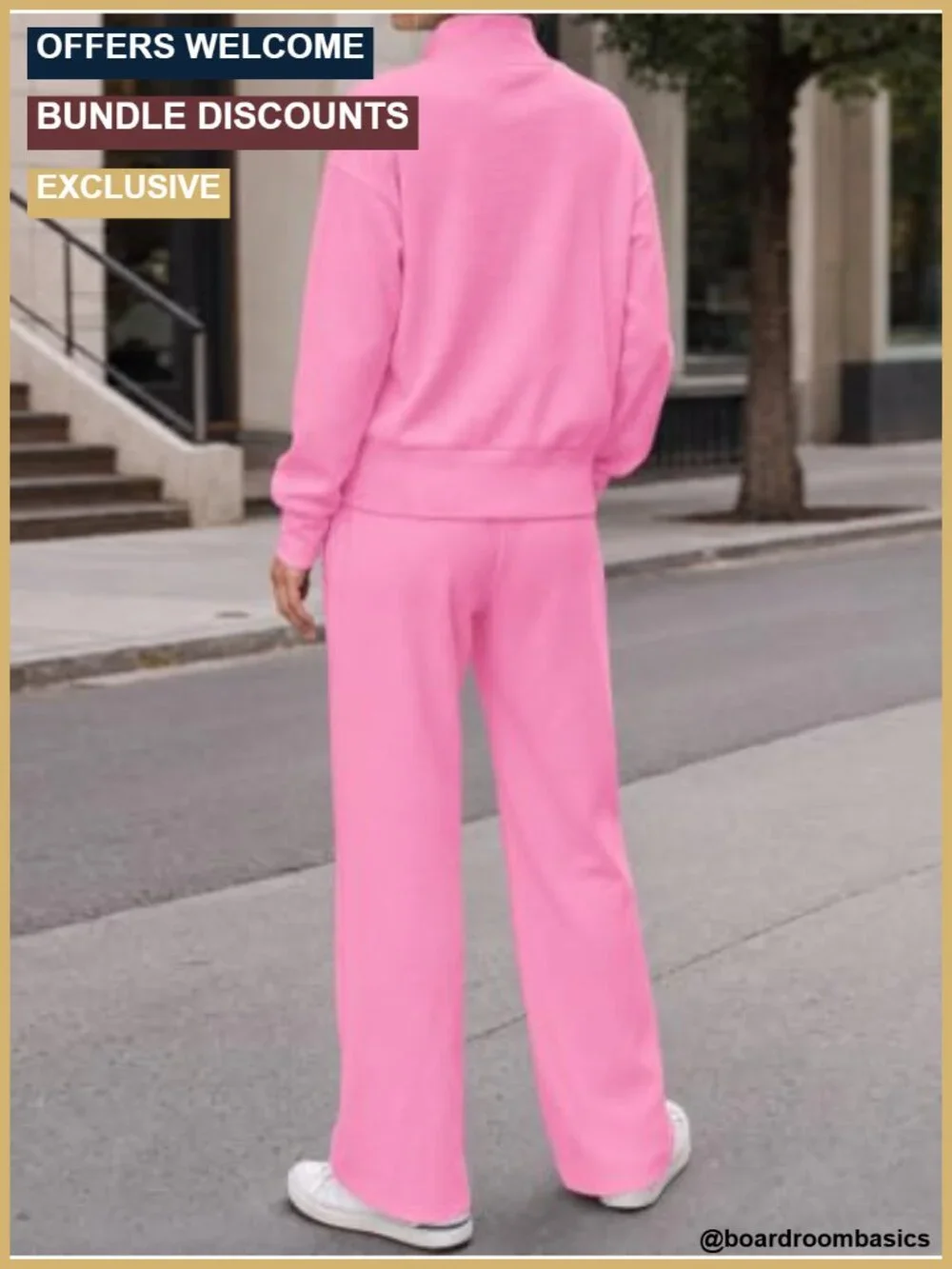 Waffle Knit Lounge Set Oversized Half Zip Sweatshirt Wide Leg Pants